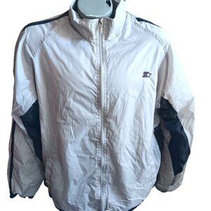 Vtg Mens Windbreaker Jacket Large 1990's Starter Mens Gray & Black Zip-Up
